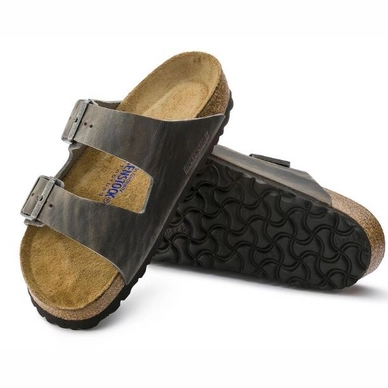 Sandale Birkenstock Arizona Soft Footbed Iron Oiled Leather Narrow Unisex Fashionschuh